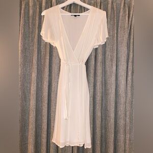 Lulu's Cream Wrap Midi Dress